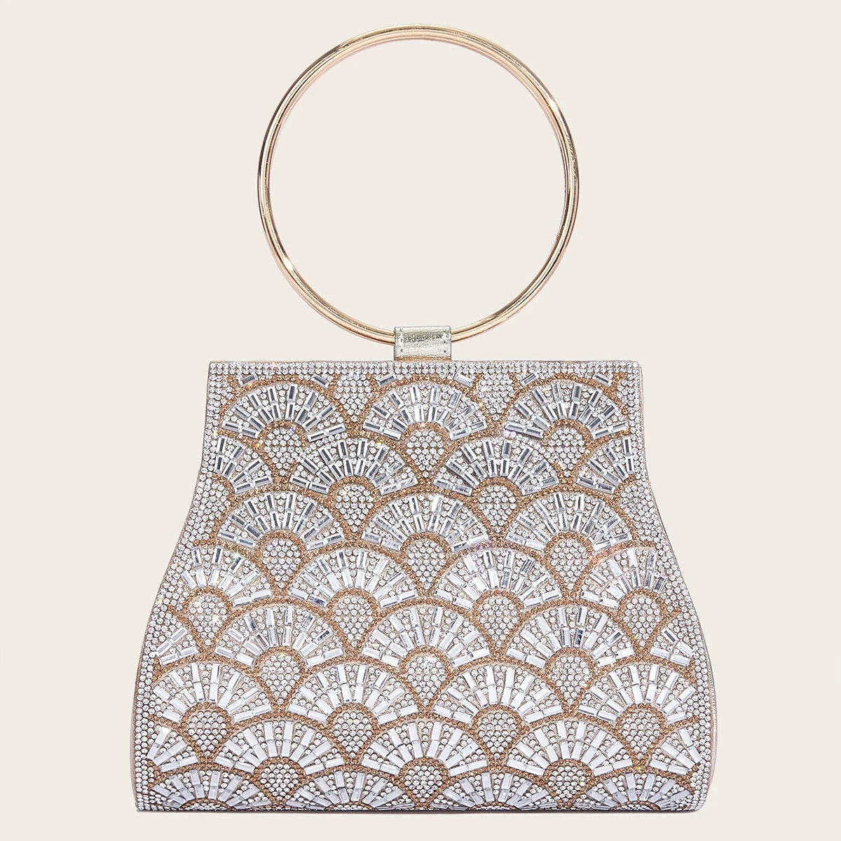 Banquet Bag Wedding Fashion Handbag Silver Artificial Leather Handmade Diamond Chain Bag for Women by MISS BOLSOS