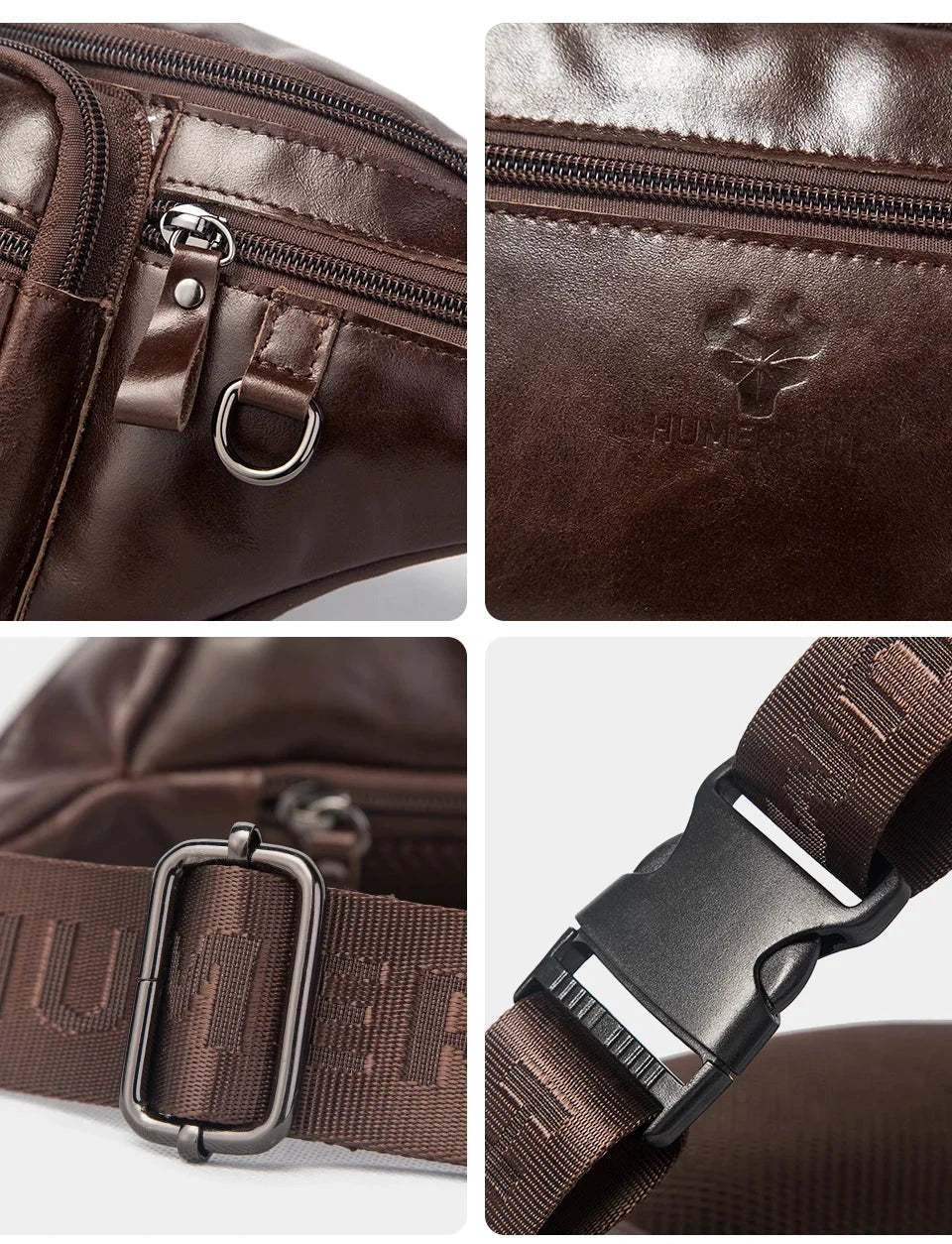 Riñonera De Cuero Genuino Para Hombres Teléfono Funda Multifuncional Exterior by MISS BOLSOS