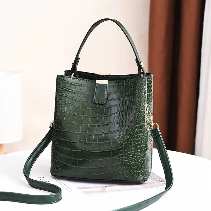Crocodile Pattern Bucket Shoulder Bag For Women Fashion Brands Female Handbag Large Capacity Lady Crossbody Bag Handbag Purse by MISS BOLSOS