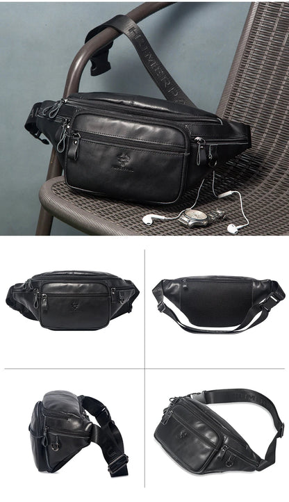 Riñonera De Cuero Genuino Para Hombres Teléfono Funda Multifuncional Exterior by MISS BOLSOS