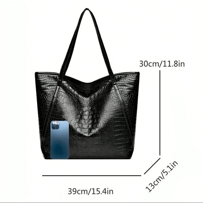 Luxury Women's Shoulder Bag Large Capacity Crocodile Pattern Tote Handbag For Women Shopping Bag by MISS BOLSOS