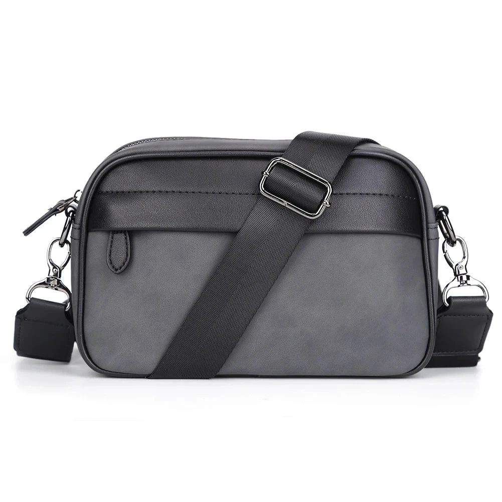 Bolso Bandolera De Cuero Con Patrón Cuadrado Clásico Para Hombres by MISS BOLSOS