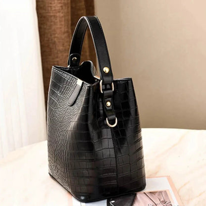 Crocodile Pattern Bucket Shoulder Bag For Women Fashion Brands Female Handbag Large Capacity Lady Crossbody Bag Handbag Purse by MISS BOLSOS