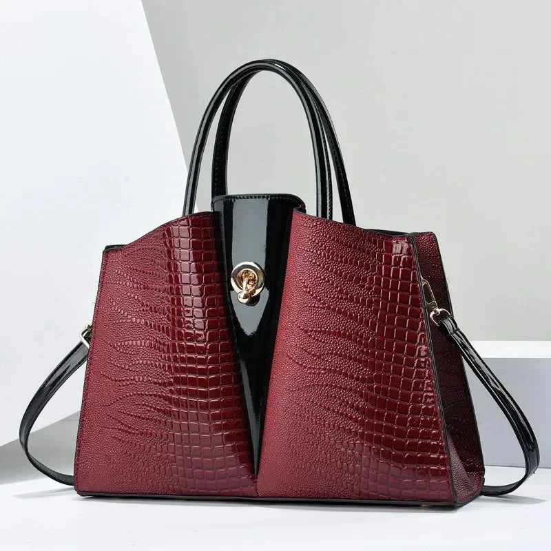 Classic Retro Crossbody Bag Fashionable Large Capacity Women'S Handbag Crocodile Pattern Shoulder Bag Commuting Tote Bag Women by MISS BOLSOS
