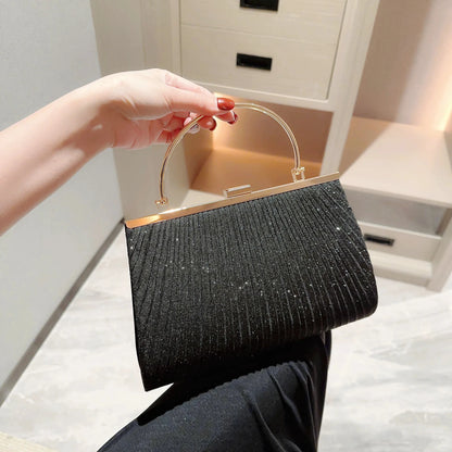 Women's Classic Pleated Evening Bag Handbag Sparkling Party Bag Evening Bag Dress Bag Prom Handbag Chain Bag by MISS BOLSOS