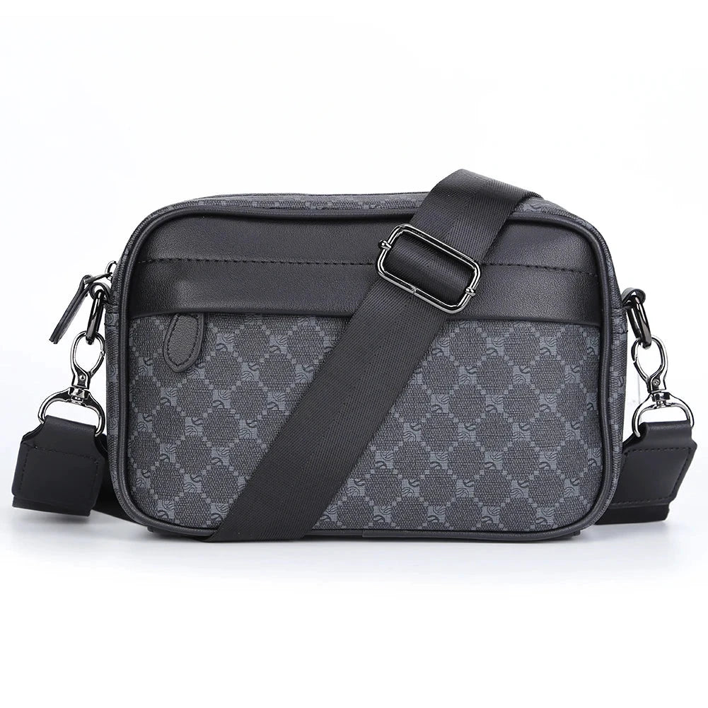 Bolso Bandolera De Cuero Con Patrón Cuadrado Clásico Para Hombres by MISS BOLSOS