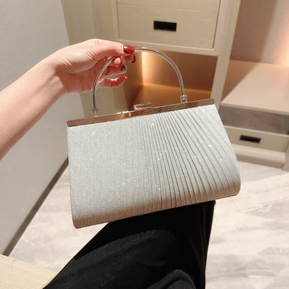 Women's Classic Pleated Evening Bag Handbag Sparkling Party Bag Evening Bag Dress Bag Prom Handbag Chain Bag by MISS BOLSOS