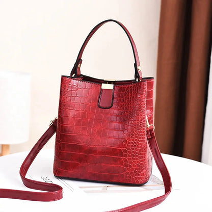 Crocodile Pattern Bucket Shoulder Bag For Women Fashion Brands Female Handbag Large Capacity Lady Crossbody Bag Handbag Purse by MISS BOLSOS