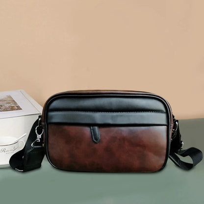 Bolso Bandolera De Cuero Con Patrón Cuadrado Clásico Para Hombres by MISS BOLSOS