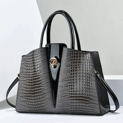 Classic Retro Crossbody Bag Fashionable Large Capacity Women'S Handbag Crocodile Pattern Shoulder Bag Commuting Tote Bag Women by MISS BOLSOS