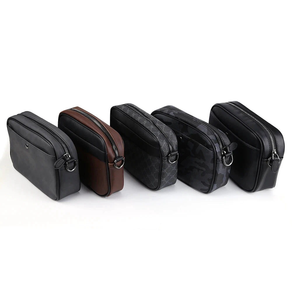 Bolso Bandolera De Cuero Con Patrón Cuadrado Clásico Para Hombres by MISS BOLSOS