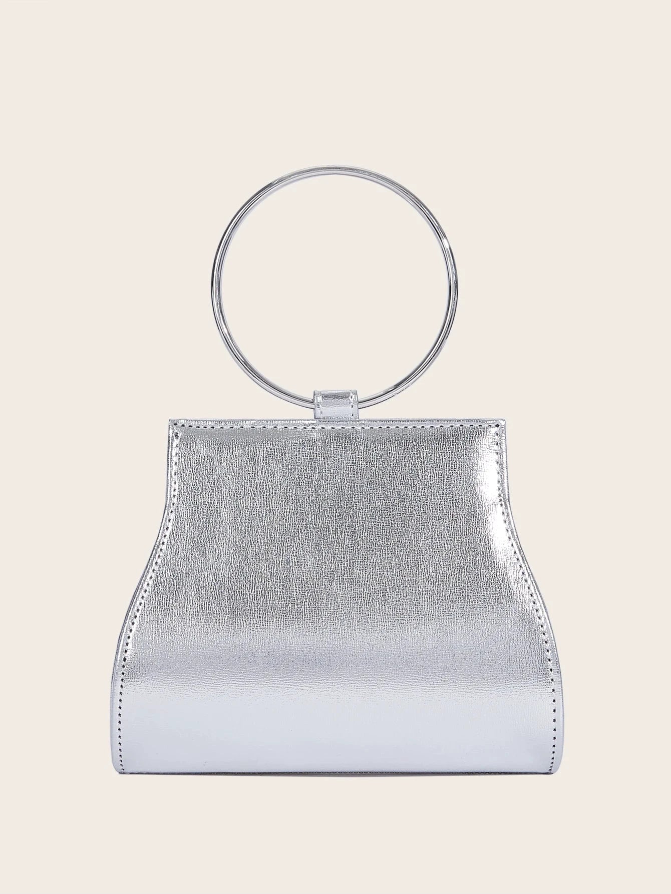 Banquet Bag Wedding Fashion Handbag Silver Artificial Leather Handmade Diamond Chain Bag for Women by MISS BOLSOS