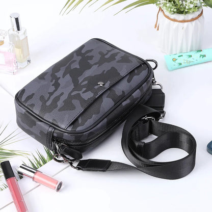 Bolso Bandolera De Cuero Con Patrón Cuadrado Clásico Para Hombres by MISS BOLSOS