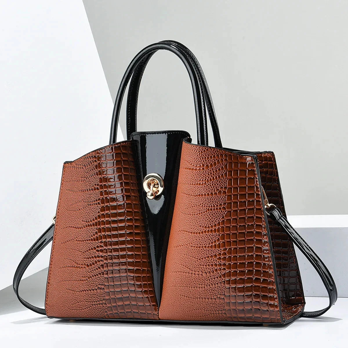 Classic Retro Crossbody Bag Fashionable Large Capacity Women'S Handbag Crocodile Pattern Shoulder Bag Commuting Tote Bag Women by MISS BOLSOS