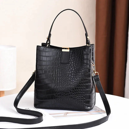 Crocodile Pattern Bucket Shoulder Bag For Women Fashion Brands Female Handbag Large Capacity Lady Crossbody Bag Handbag Purse by MISS BOLSOS