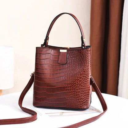 Crocodile Pattern Bucket Shoulder Bag For Women Fashion Brands Female Handbag Large Capacity Lady Crossbody Bag Handbag Purse by MISS BOLSOS