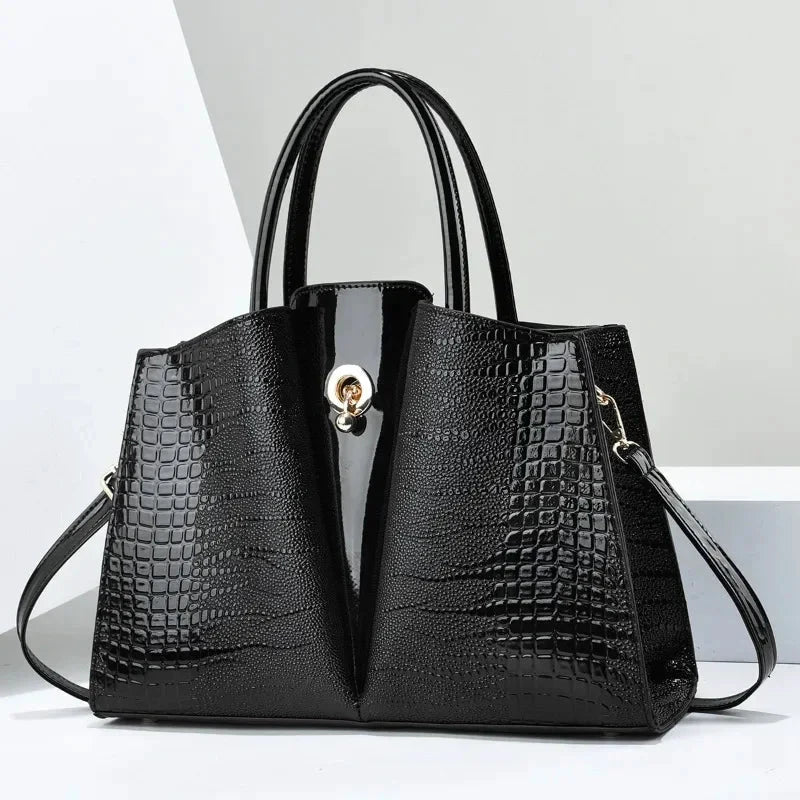 Classic Retro Crossbody Bag Fashionable Large Capacity Women'S Handbag Crocodile Pattern Shoulder Bag Commuting Tote Bag Women by MISS BOLSOS