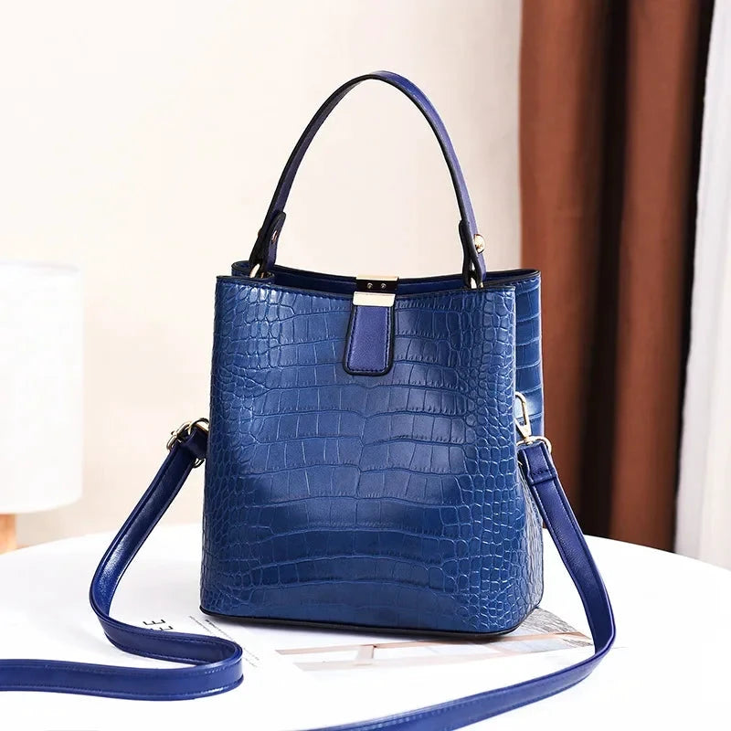 Crocodile Pattern Bucket Shoulder Bag For Women Fashion Brands Female Handbag Large Capacity Lady Crossbody Bag Handbag Purse by MISS BOLSOS
