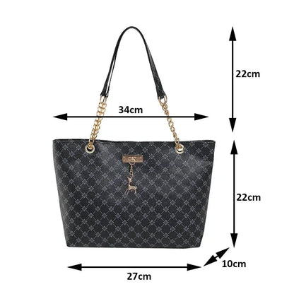 Women Luxury Design New Presbyopic Handbag Large Capacity Handbag Fashion Printing Shoulder Bag Trendy Shopping Bag with pendant by MISS BOLSOS