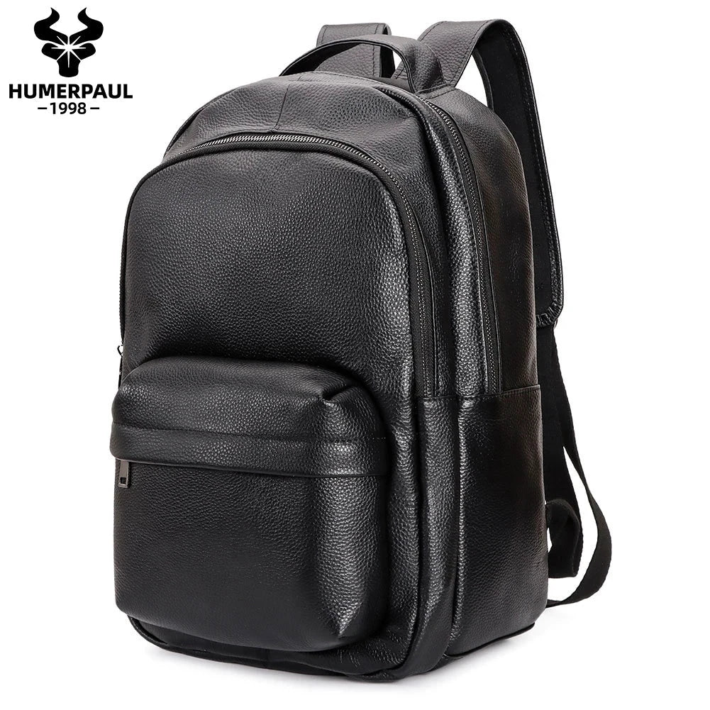Mochila de Cuero Capa Superior para Hombres y Escolares Capacidad Portátil by MISS BOLSOS
