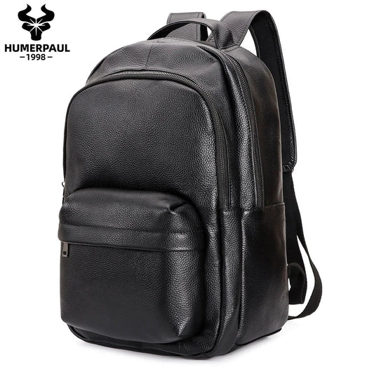 Mochila de Cuero Capa Superior para Hombres y Escolares Capacidad Portátil by MISS BOLSOS